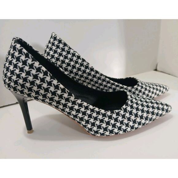 Houndstooth Pump Shoe Size 11 /EU 43 High Heel Preppy Office Academia - Picture 2 of 7